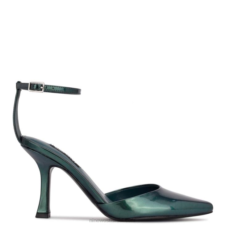 Nine West 24FH1208 משאבות עם רצועת קרסול מחודדת צהבהב פנינה מתכתי