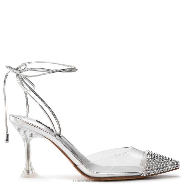 Nine West 24FH1239 haina קרסול עוטף משאבות כסף/שקוף