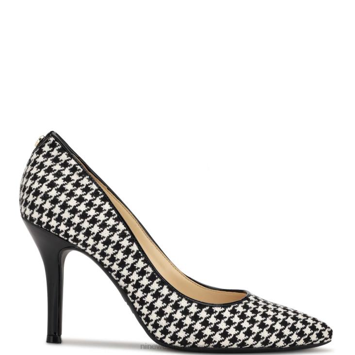 Nine West 24FH1293 משאבות חמישיות 9x9 מחודדות דוש כלב שחור/לבן