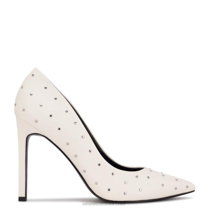 Nine West 24FH1364 משאבות מחודדות של טטיאנה משובצות משובץ עור לבן