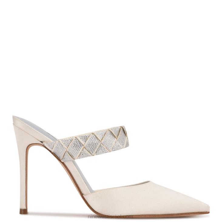 Nine West 24FH1416 משאבות אצבע מחודדת של fresah סאטן לבן