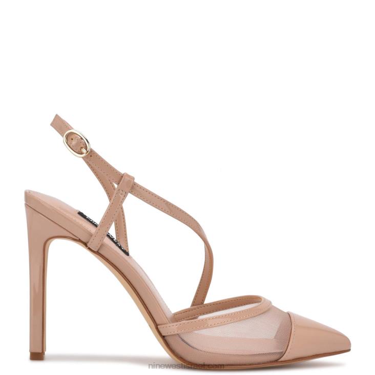 Nine West 24FH1531 משאבות לרצועת הקרסול של timie פטנט/רשת עירום בקושי