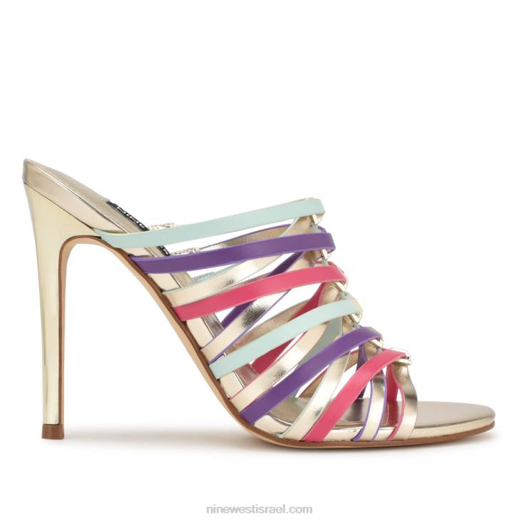 Nine West 24FH1706 סנדלי החלקה חייבים עקב זהב מולטי