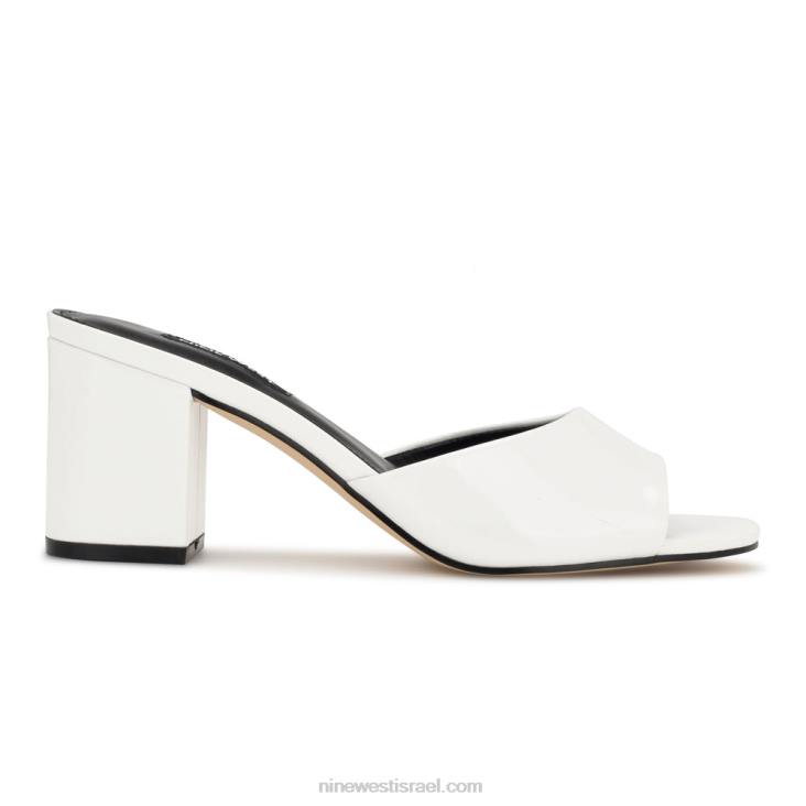 Nine West 24FH1727 סנדלי עקב בלוק פריס פטנט לבן