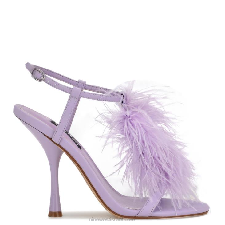 Nine West 24FH1750 מיליון סנדלי עקב רצועת קרסול סגול בהיר