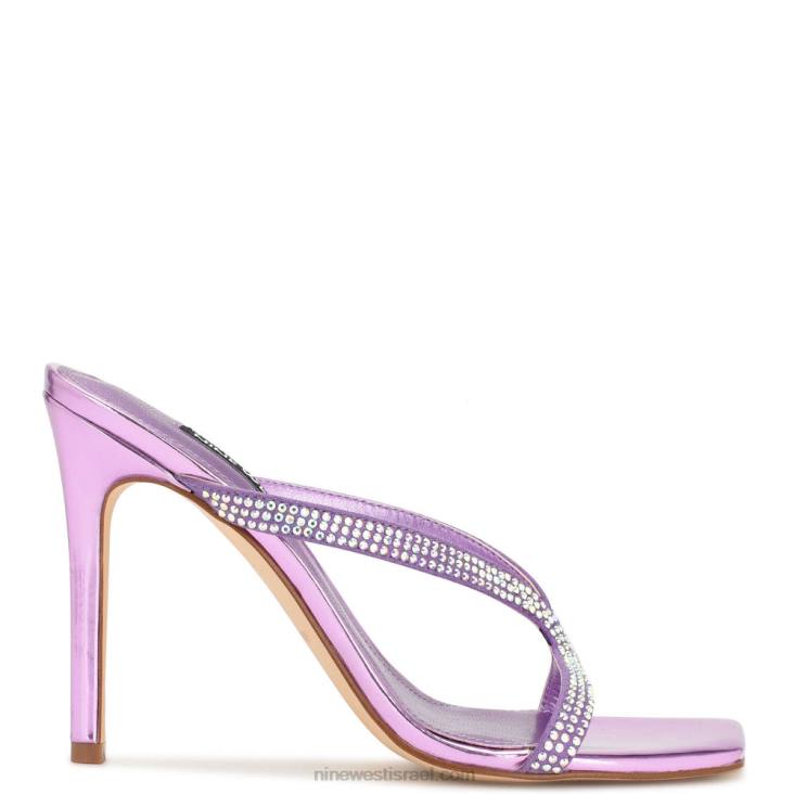 Nine West 24FH1794 סנדלי שקופיות עם עקב טוויסט סגול מתכתי