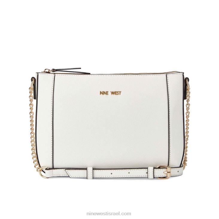Nine West 24FH2432 רוכסן עליון בזיליקום Crossbody מיקרו חלוק לבן אופטי