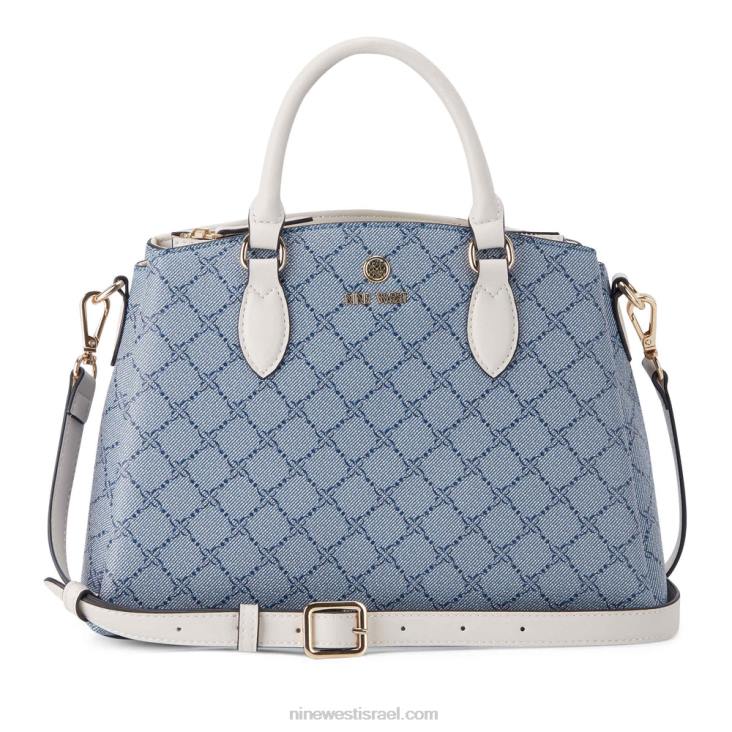 Nine West 24FH2552 ילקוט עם תא משולש קטן של Zenith Crossbody לוגו chambray/חלב