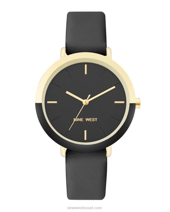 Nine West 24FH2858 שעון רצועת מסגרת דו-גווני שָׁחוֹר