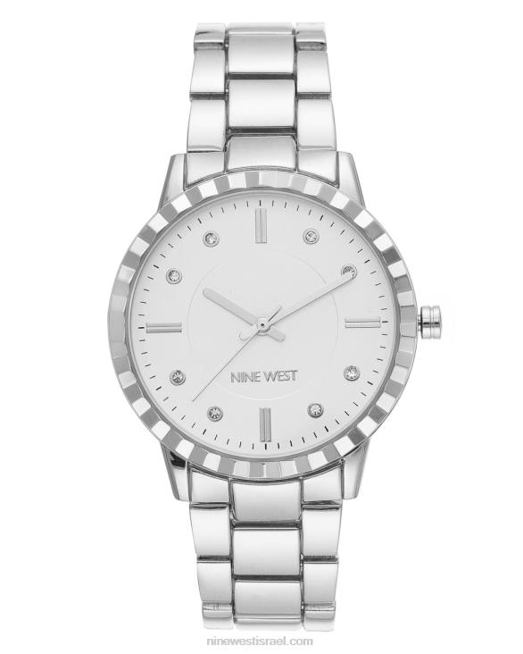 Nine West 24FH2863 שעון צמיד מסגרת בעל מרקם בגוון כסף