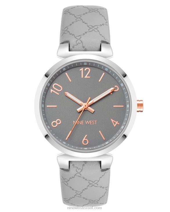 Nine West 24FH2877 שעון רצועה בדוגמת לוגו אפור