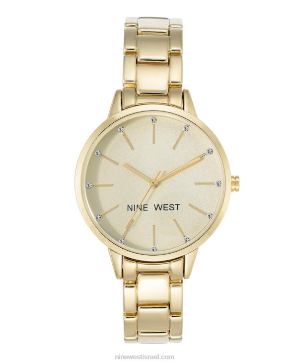 Nine West 24FH2896 שעון צמיד עם מבטא קריסטל גוון זהב