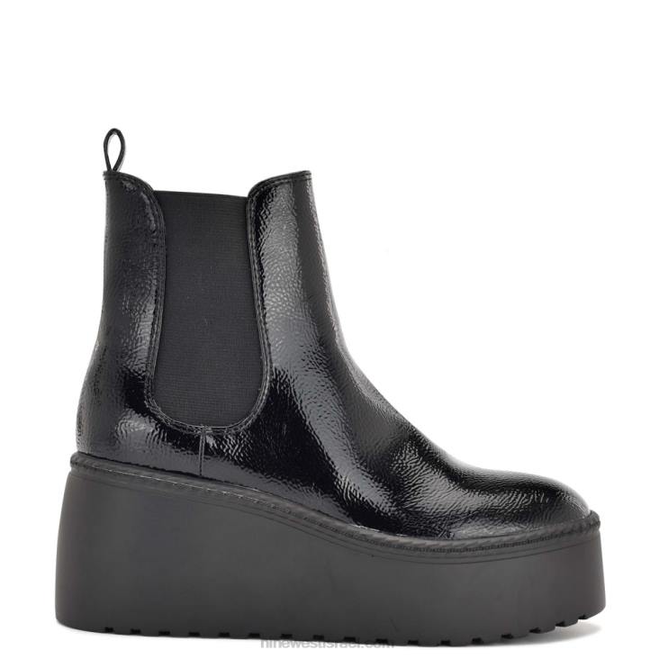 Nine West 24FH2927 נעלי פלטפורמה של הניטה צ'לסי פטנט שחור