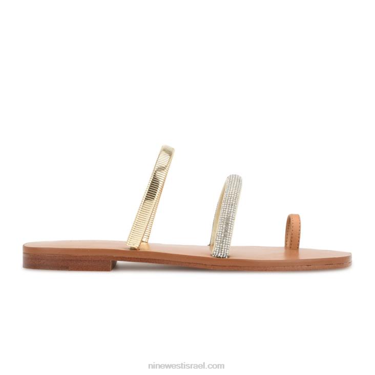 Nine West 24FH3 סנדלי החלקה שטוחים של mavis קריסטל זהב טבעי