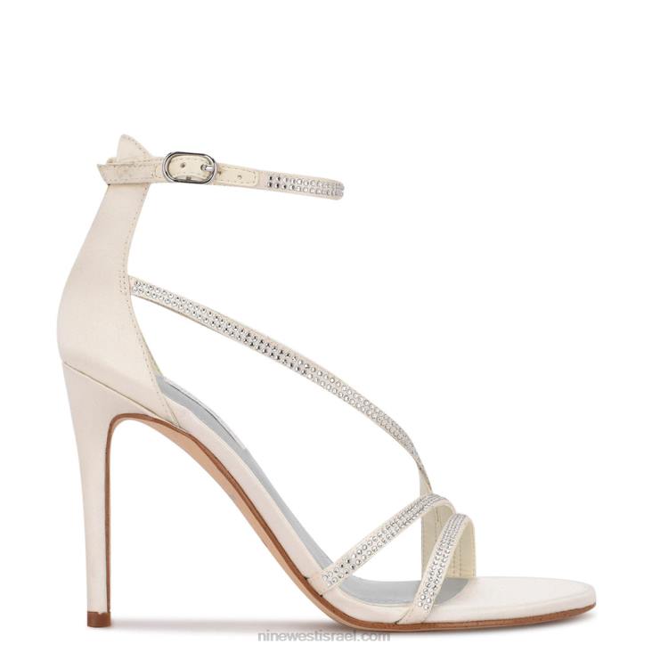 Nine West 24FH464 סנדלי עקב רצועת קרסול של irelynn סאטן לבן Nine West 24FH464 סנדלי עקב רצועת קרסול של irelynn סאטן לבן