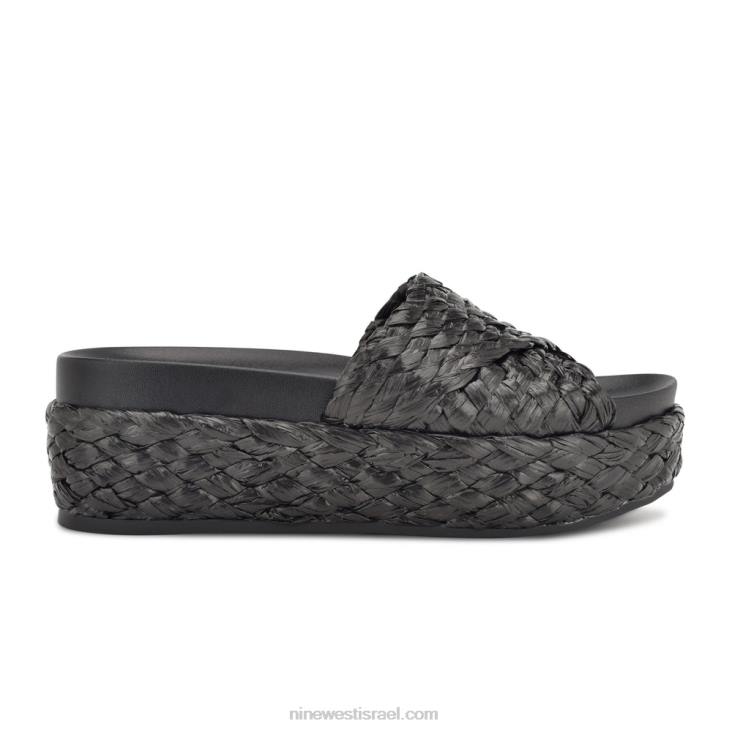 Nine West 24FH649 סנדלי espadrille canni רפיה שחורה