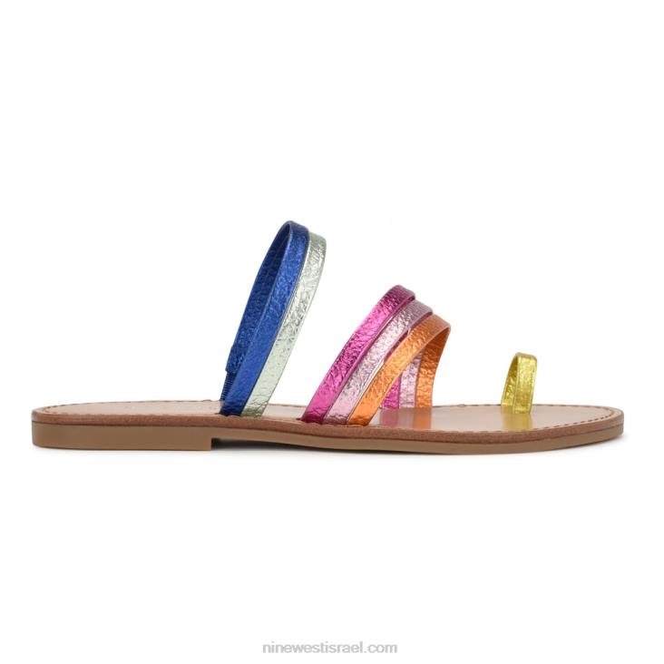 Nine West 24FH802 טבעת cins בוהן סנדלים שטוחים עם רצועות רב מתכתי Nine West 24FH802 טבעת cins בוהן סנדלים שטוחים עם רצועות רב מתכתי