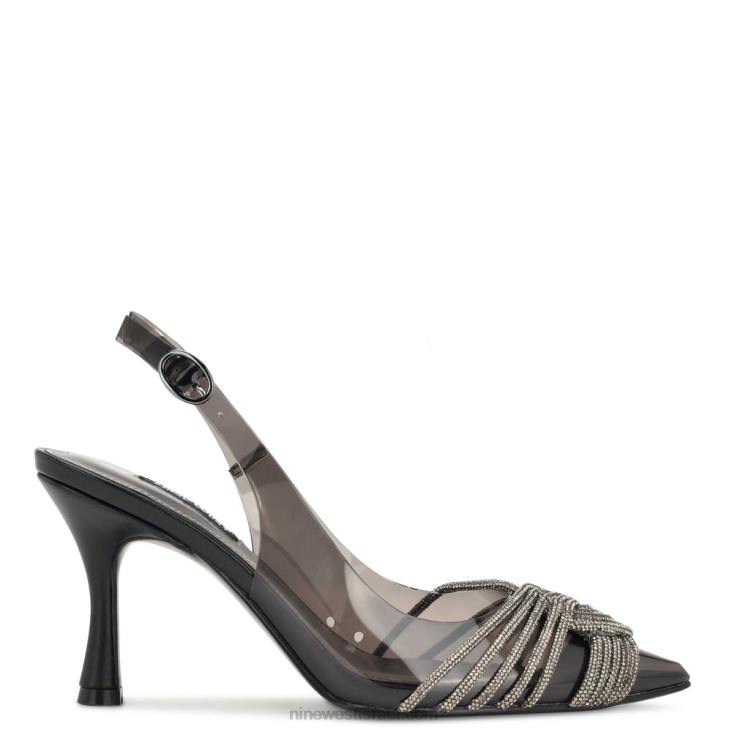 Nine West 24FH1274 משאבות slingback של nalan קריסטל שחור/שקוף