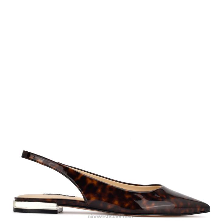 Nine West 24FH2220 lucee slingback שטוחים מחודדים צב חום